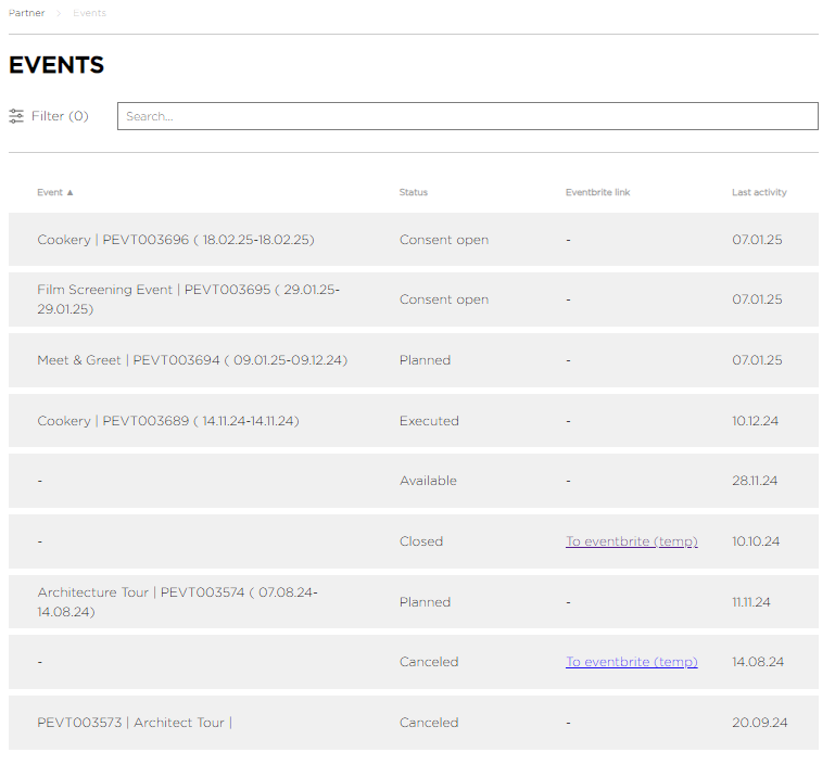 Homepage Events